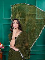 Chiffon Siroski Diamond Lace Work Saree