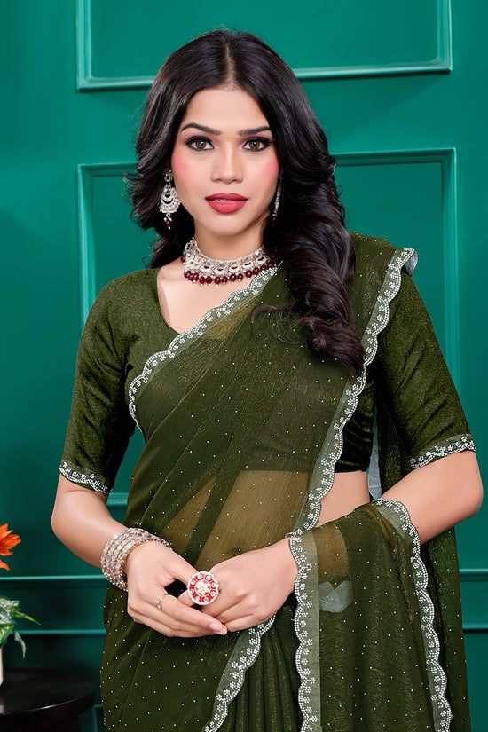 Chiffon  Swarovski Daimond  Lace Work Sarees