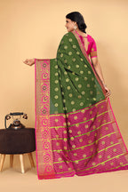 Pionex Woven Katan Kanjivaram Soft Lichi Silk Sarees