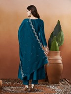 Silk Embroidered Anarkali Kurta, Pant & Dupatta Set