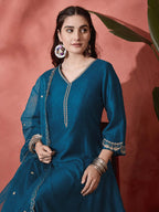 Elegant Zari Embroidered Silk Blend Anarkali Set