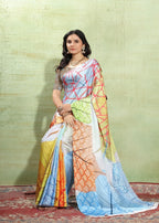 Abstract Print Crepe Silk Saree for Party Wear