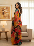 Chiffon Multi-Color Printed Saree