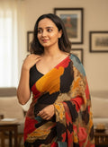 Chiffon Multi-Color Printed Saree - Pionex Fab