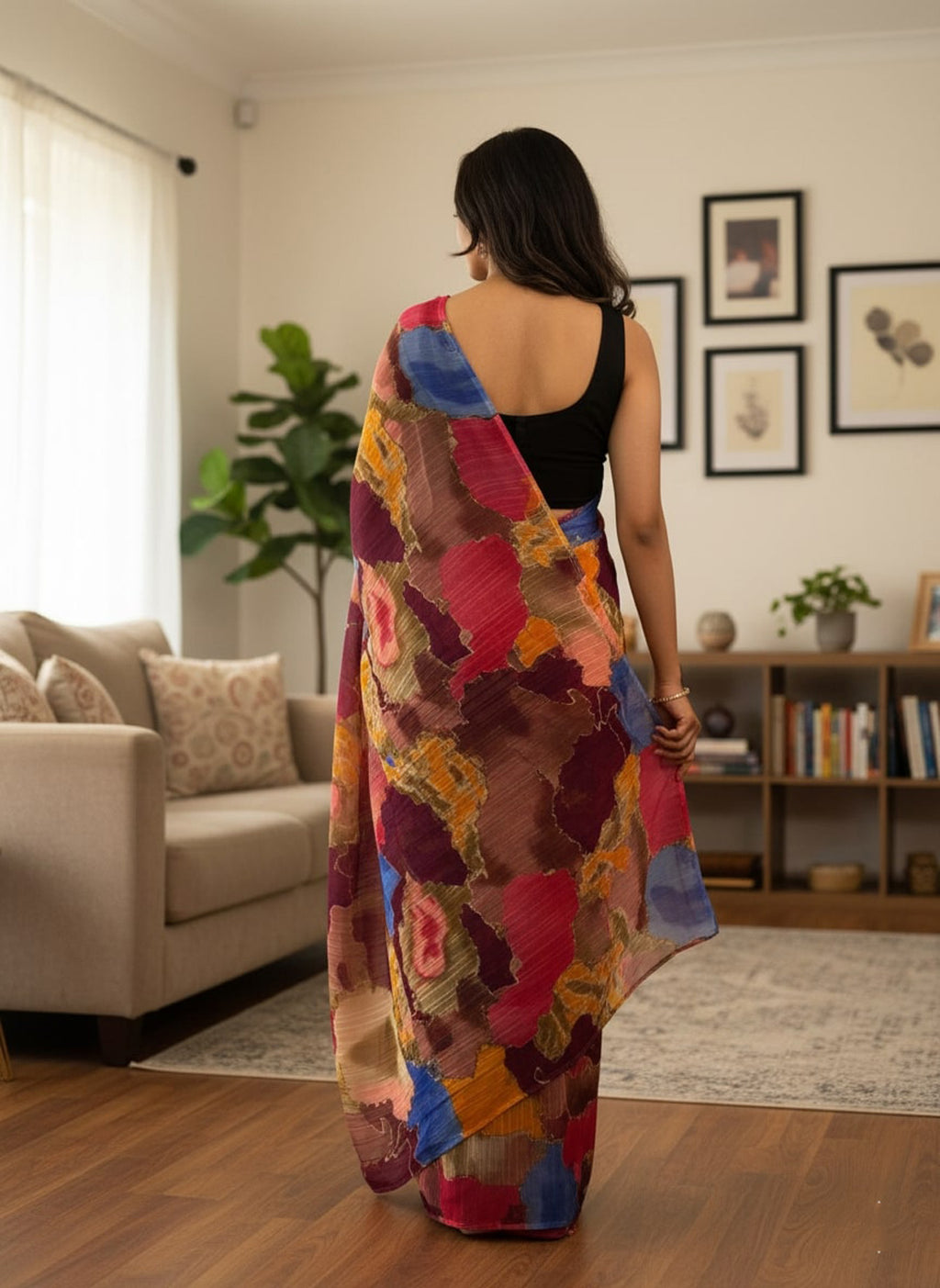 Chiffon Multi-Color Printed Saree