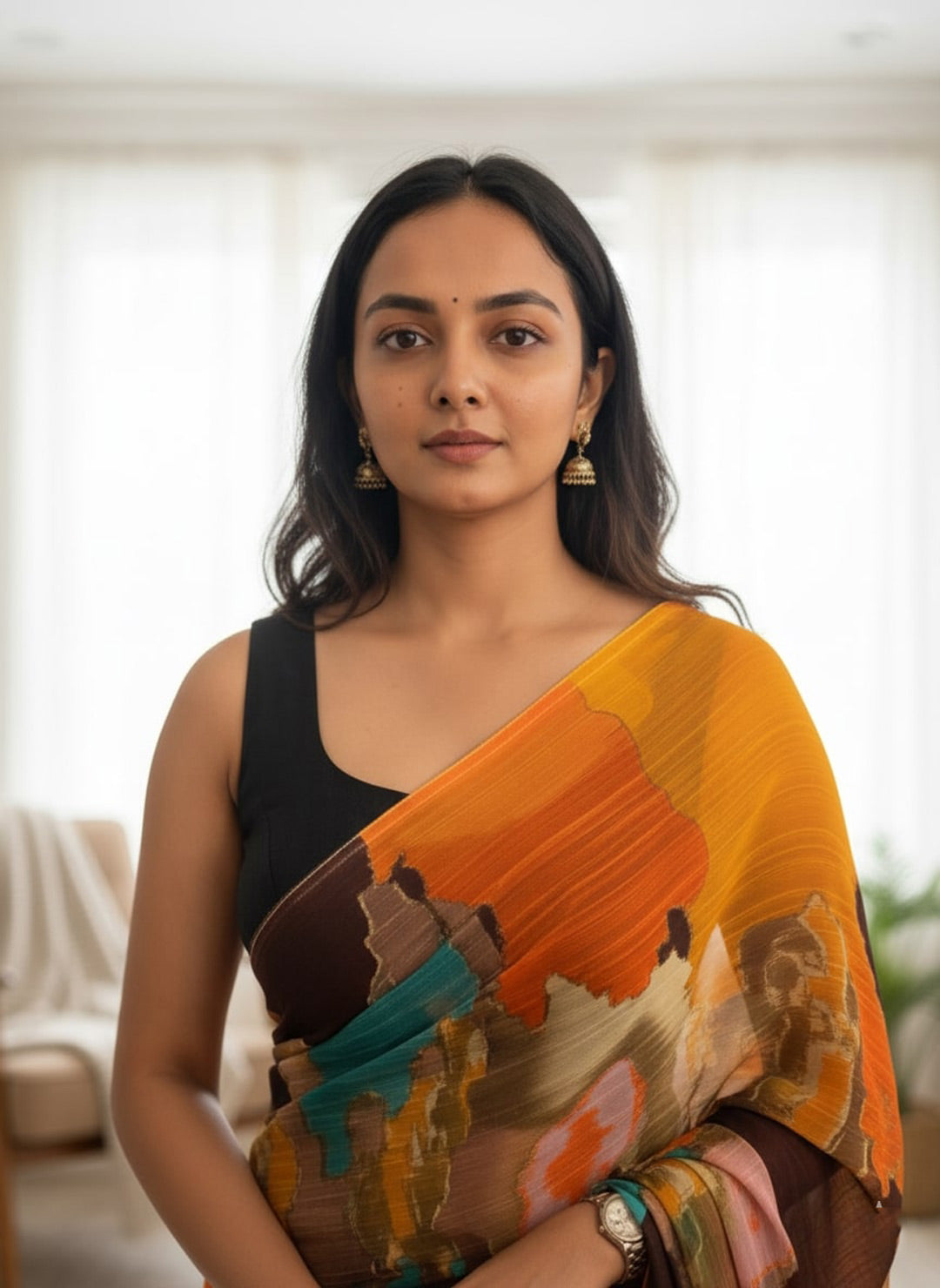 Chiffon Multi-Color Printed Saree