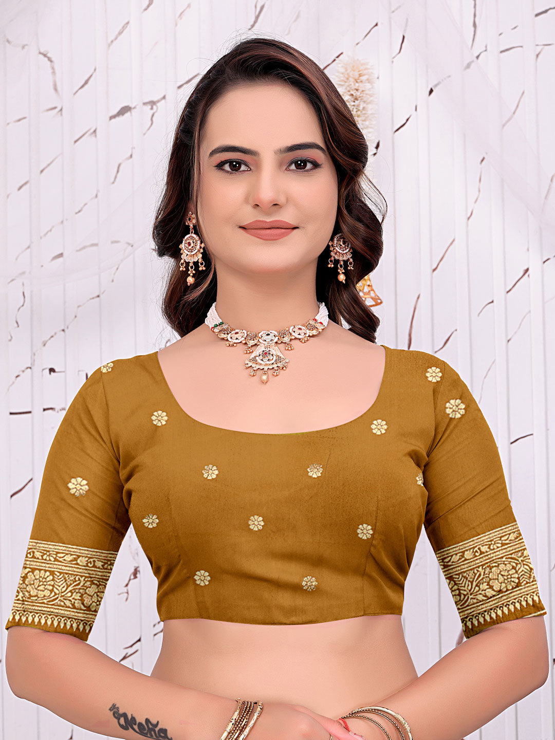 Ready To Wear Banarasi Silk Saree with Zari Woven Border