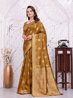 Ready To Wear Banarasi Silk Saree with Zari Woven Border