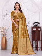 Ready To Wear Banarasi Silk Saree with Zari Woven Border