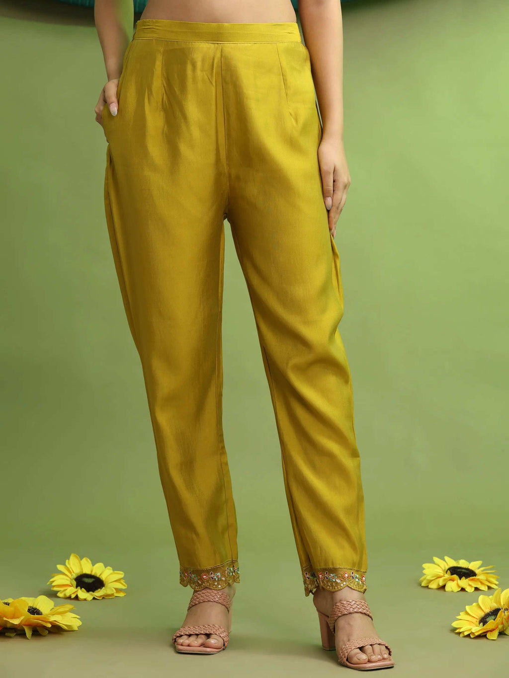 Roman Silk Embroidery Hand Work Kurta Pant Set With Dupatta