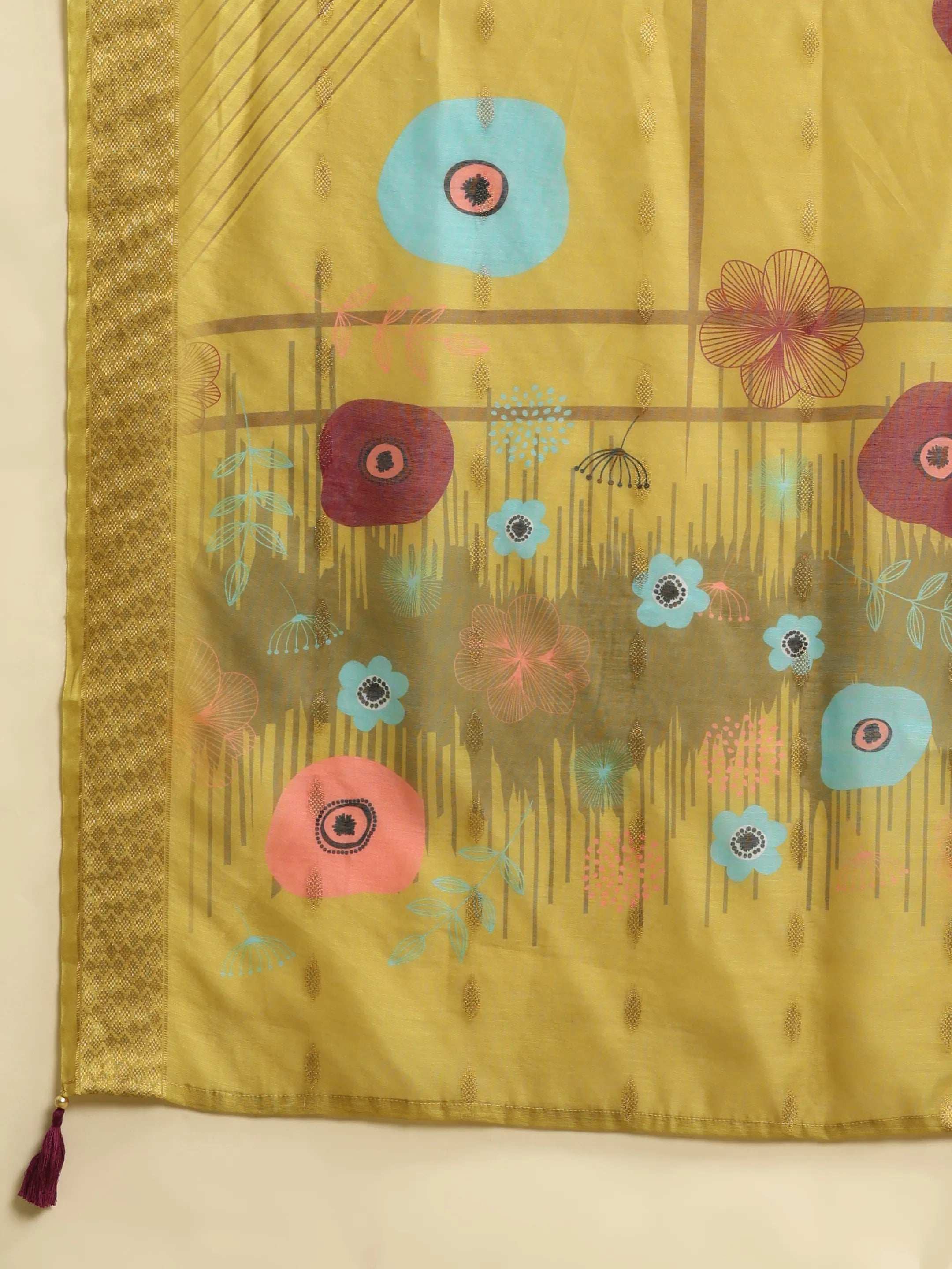 Roman Silk Embroidery Hand Work Kurta Pant Set With Dupatta