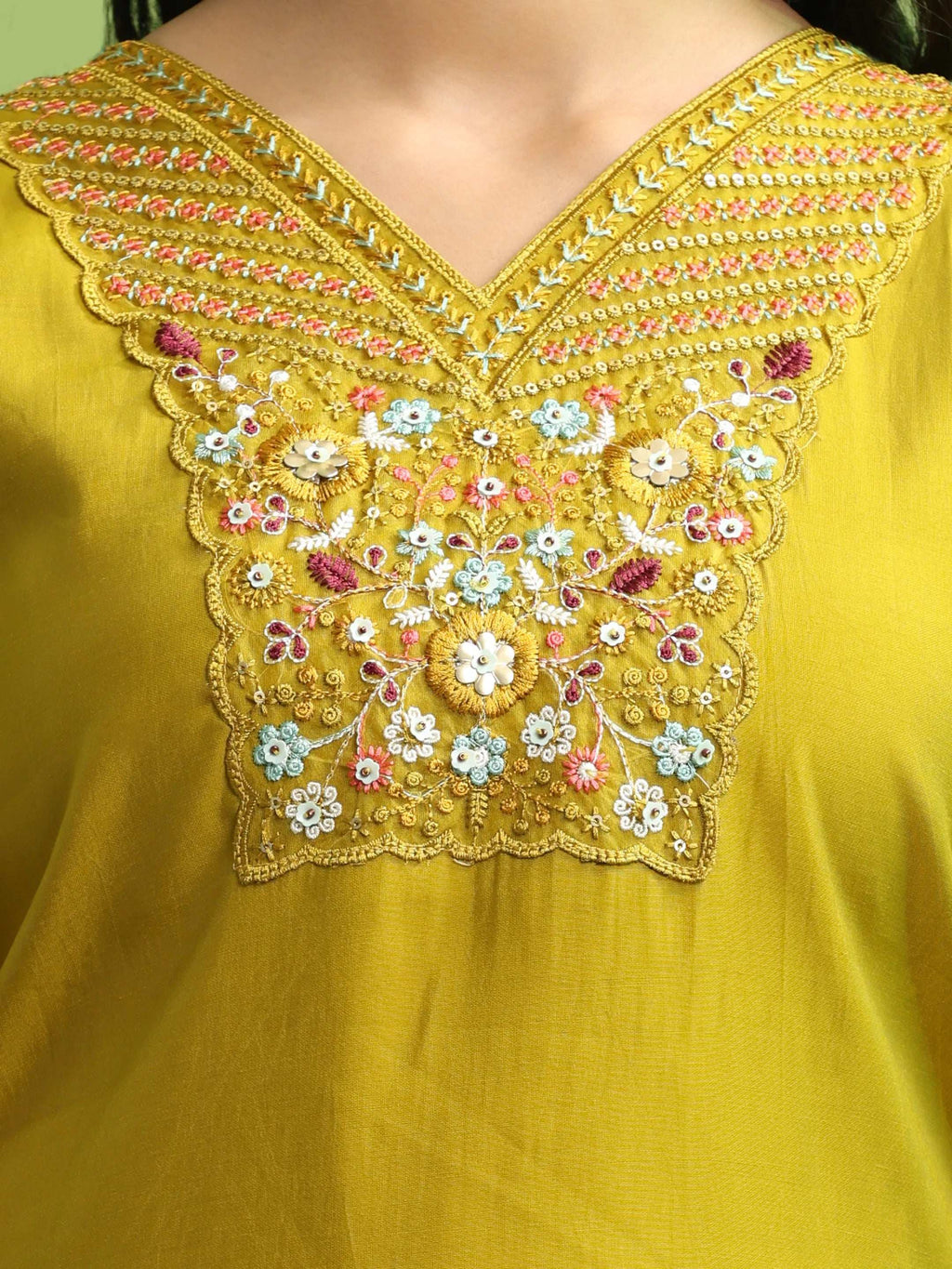 Roman Silk Embroidery Hand Work Kurta Pant Set With Dupatta