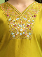 Roman Silk Embroidery Hand Work Kurta Pant Set With Dupatta