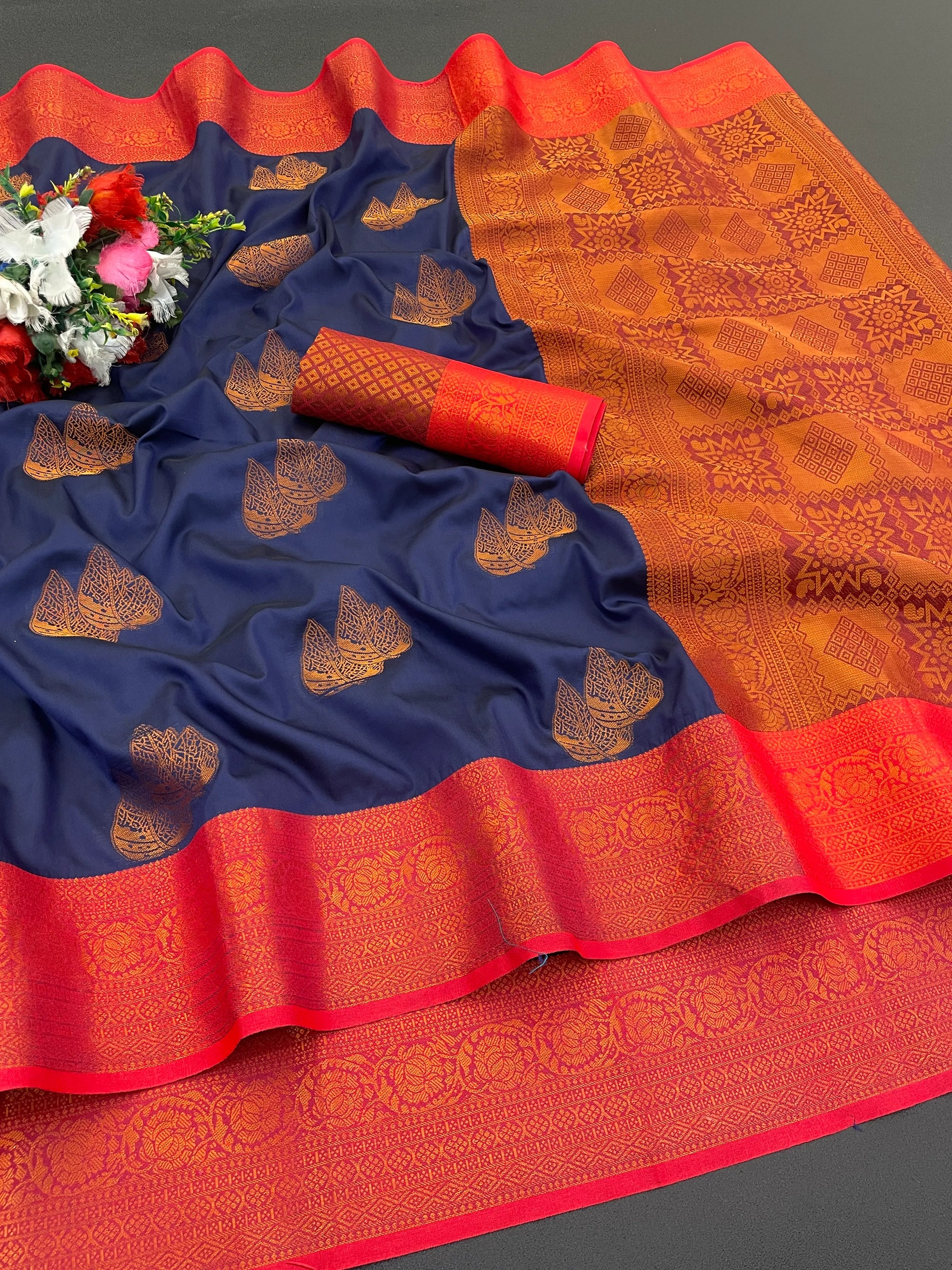 Banarasi Softy Copper Zari Weaving Kanjivaram Silk Saree