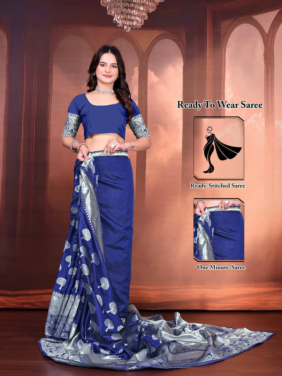 Ready to Wear Jacquard Pure Silk Saree