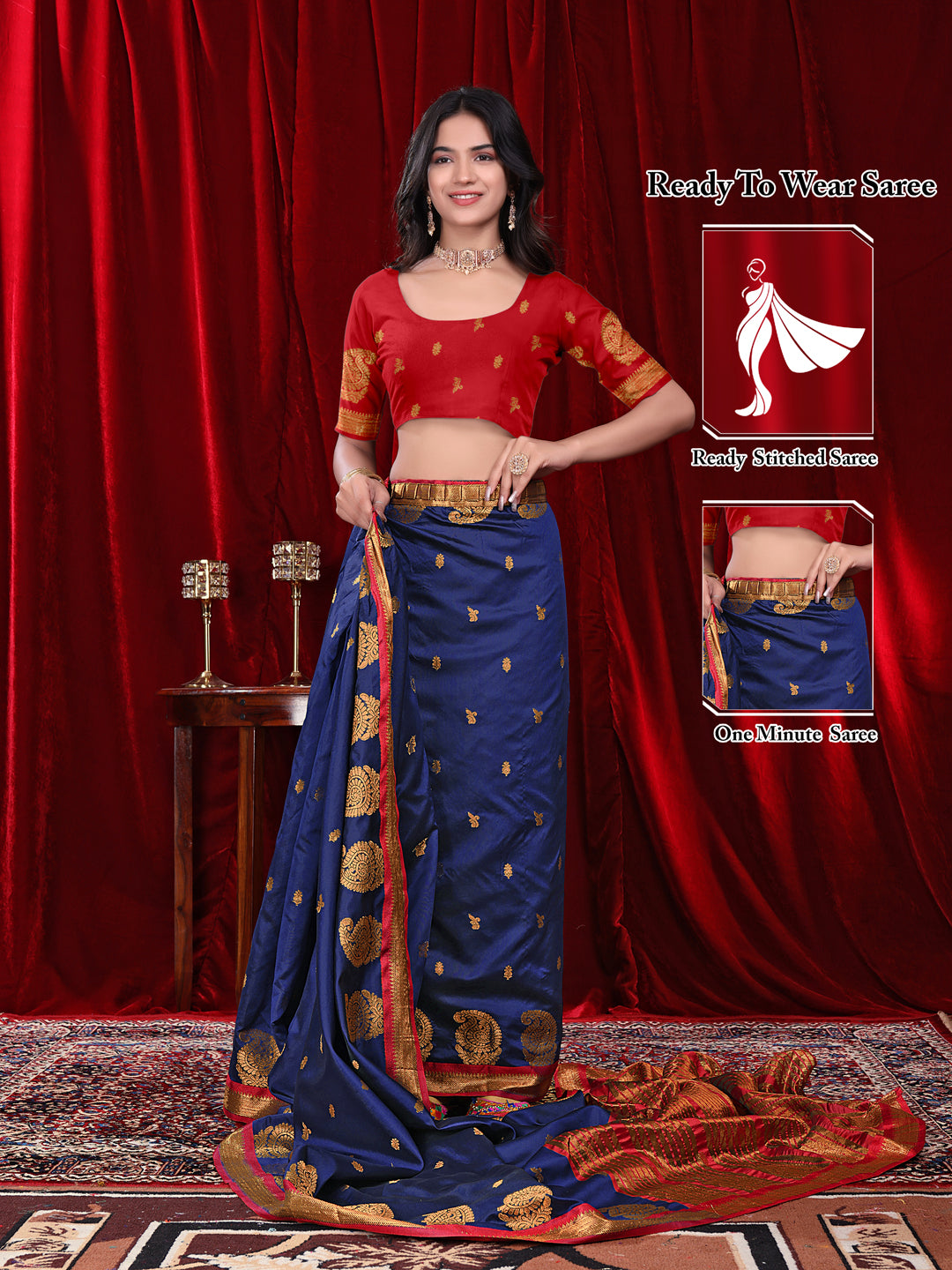 Ready to Wear Jacquard Pure Silk Saree