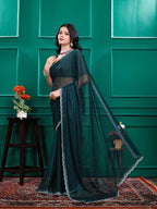 Chiffon   Siroski Daimond  Lace Work Sarees