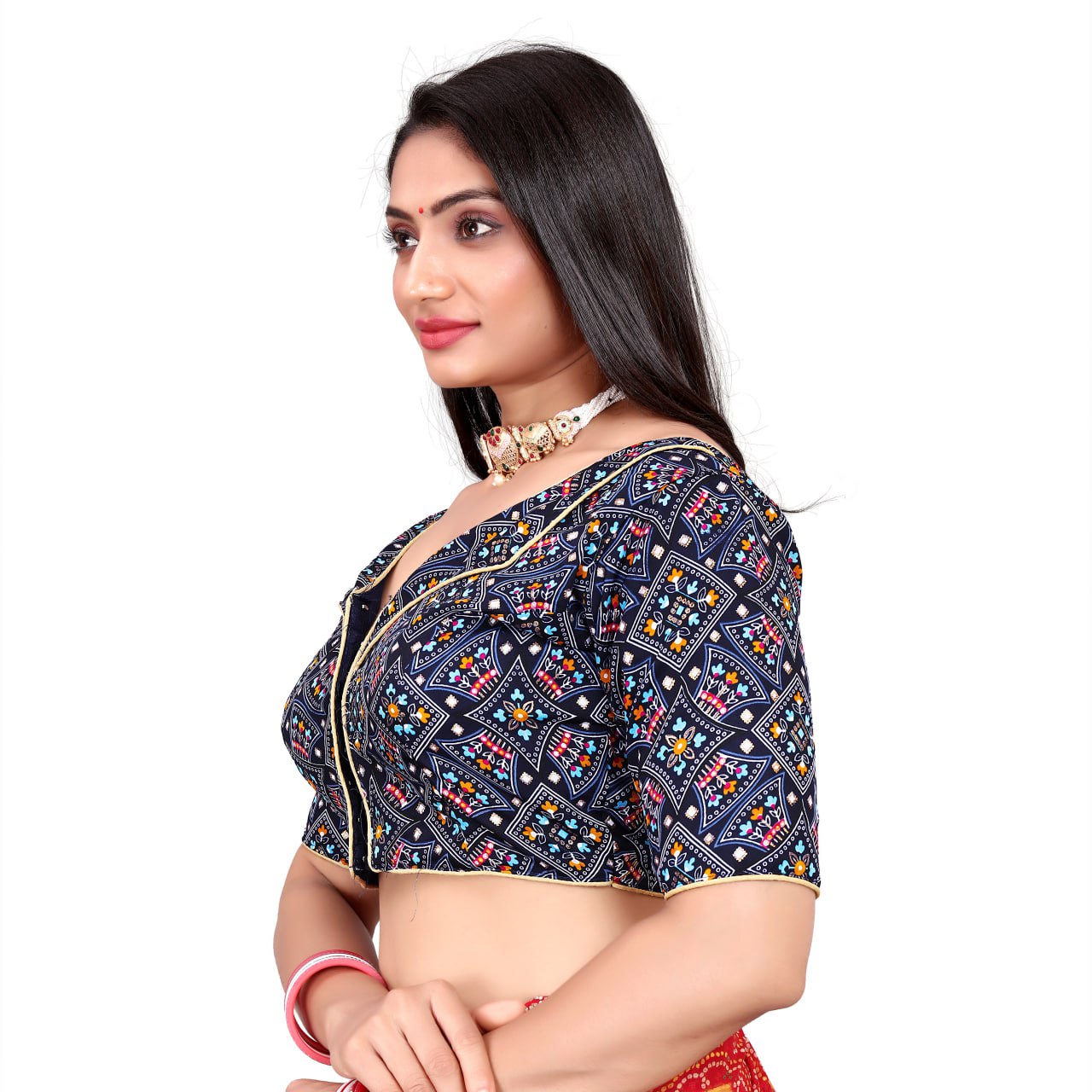 Cotton Soft Silk Bandhani Printed Blouse