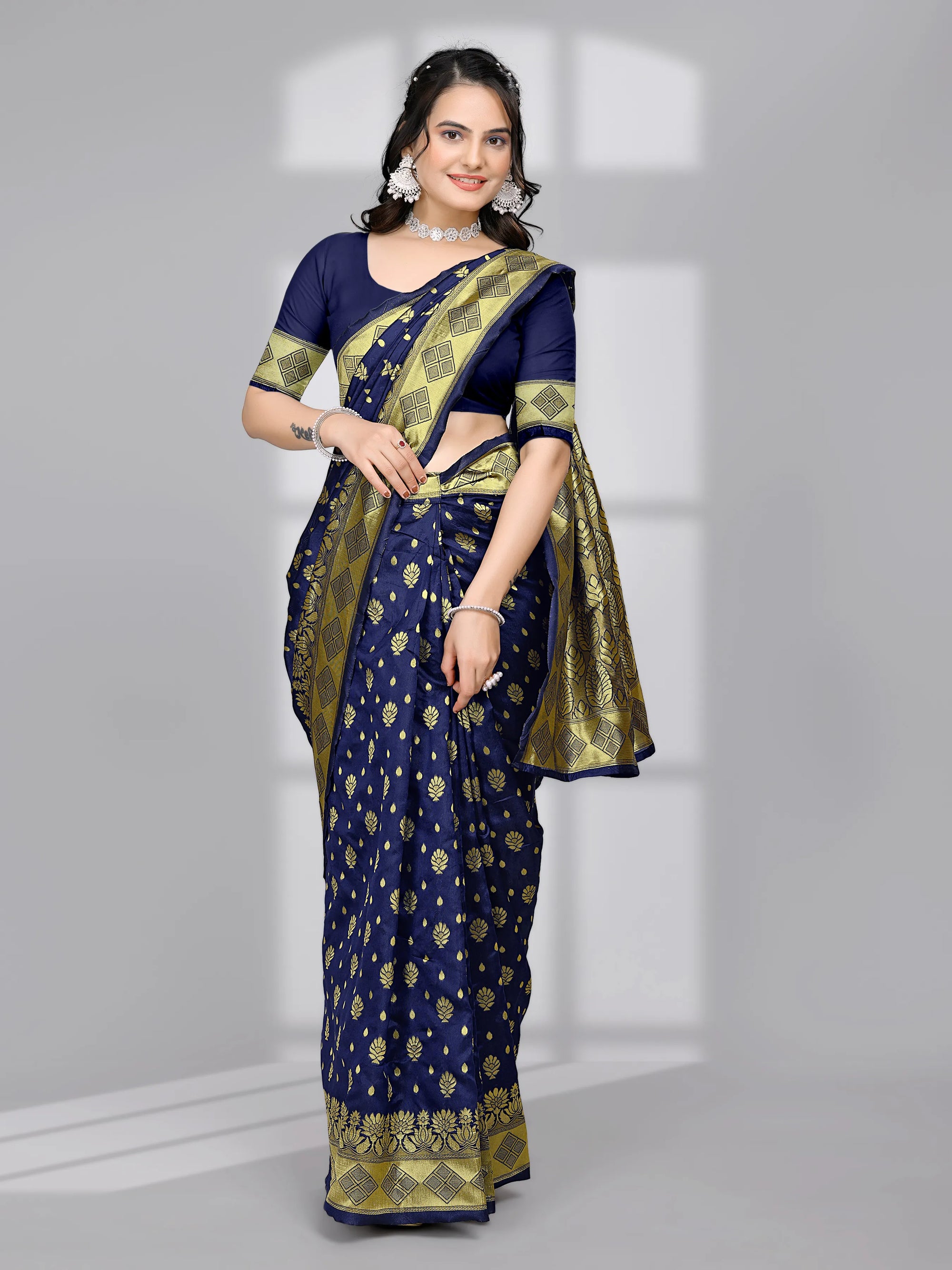Ready to Wear Woven Banarasi Jacquard Pure Silk Saree