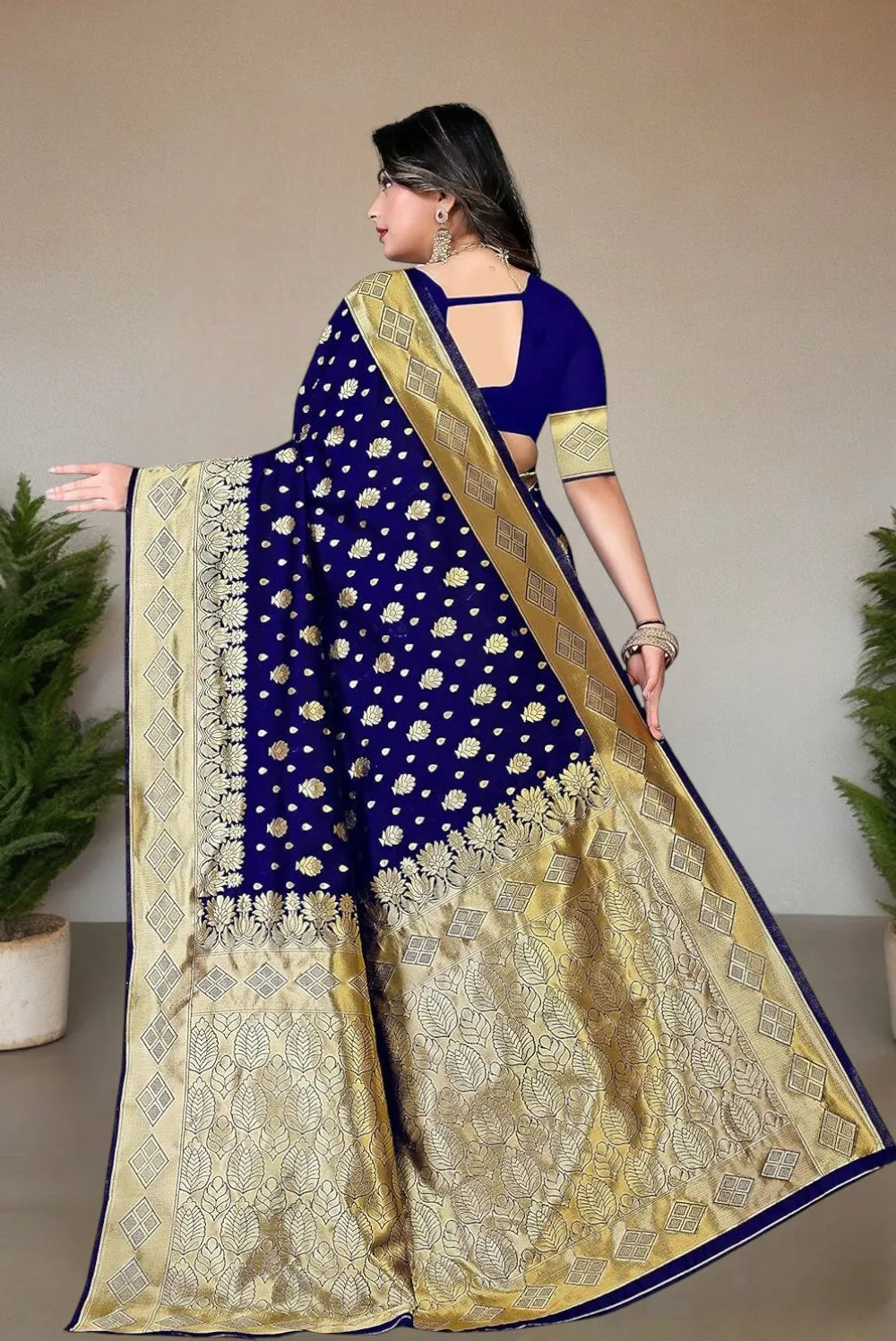 Pionex Woven Kanjivaram Jacquard Pure Silk Saree
