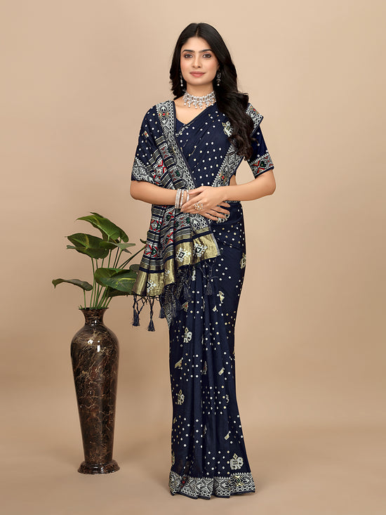 Patola Print Cotton Silk Saree with Tassel Border Pallu