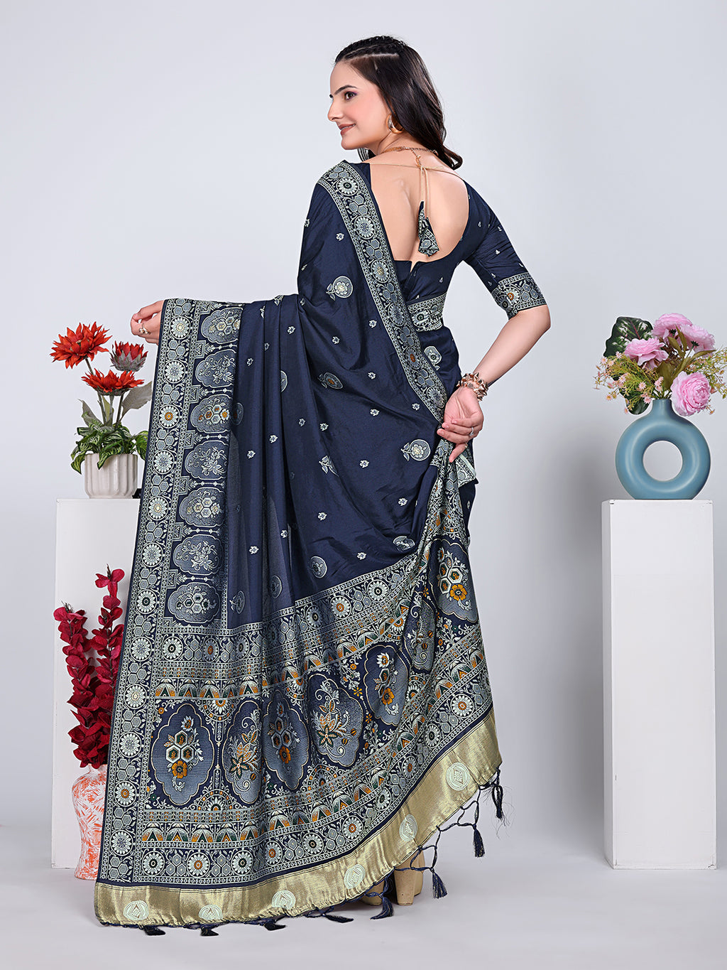 Patola Silk Saree with Traditional Pallu and Tassel Border