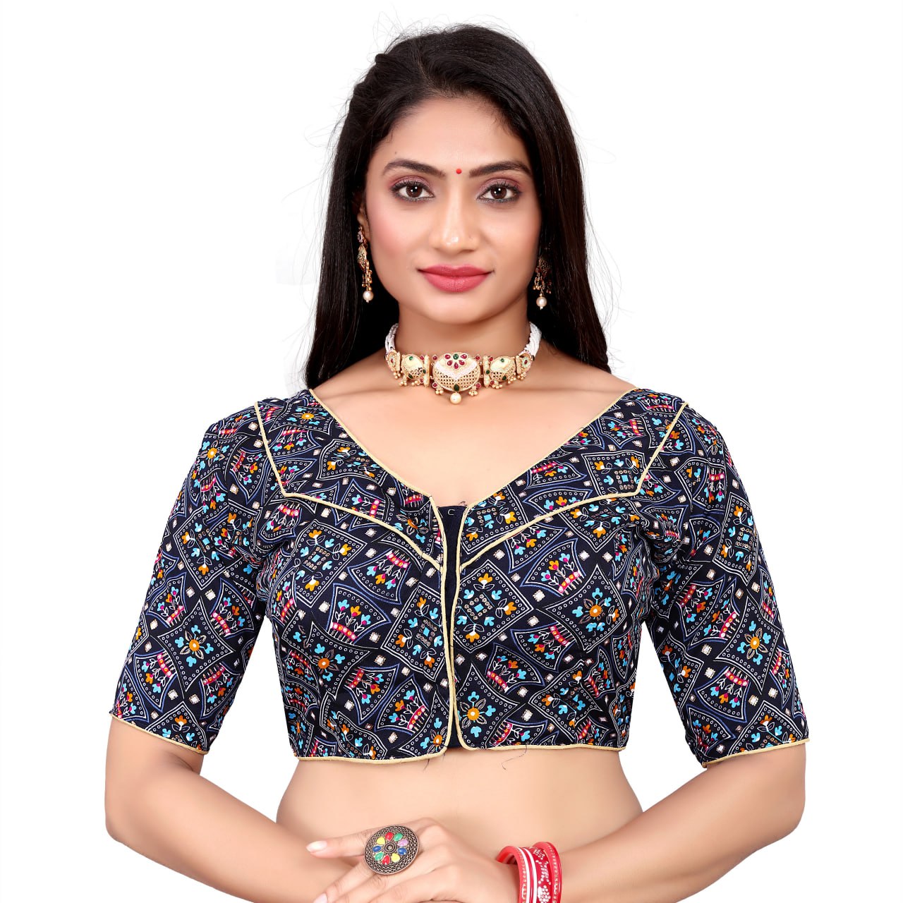 Cotton Soft Silk Bandhani Printed Blouse