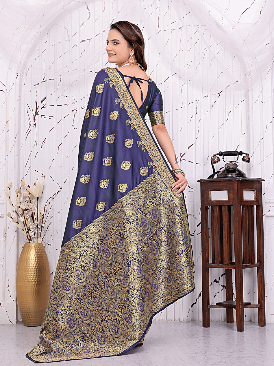 Ready To Wear Banarasi Silk Saree with Zari Woven Border