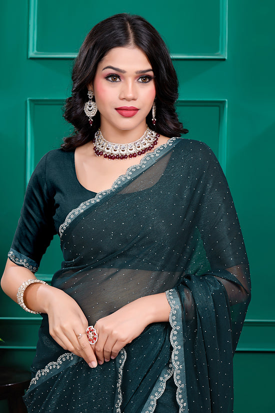Chiffon  Swarovski Daimond  Lace Work Sarees