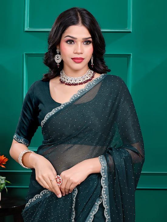 Chiffon  Swarovski Daimond  Lace Work Sarees