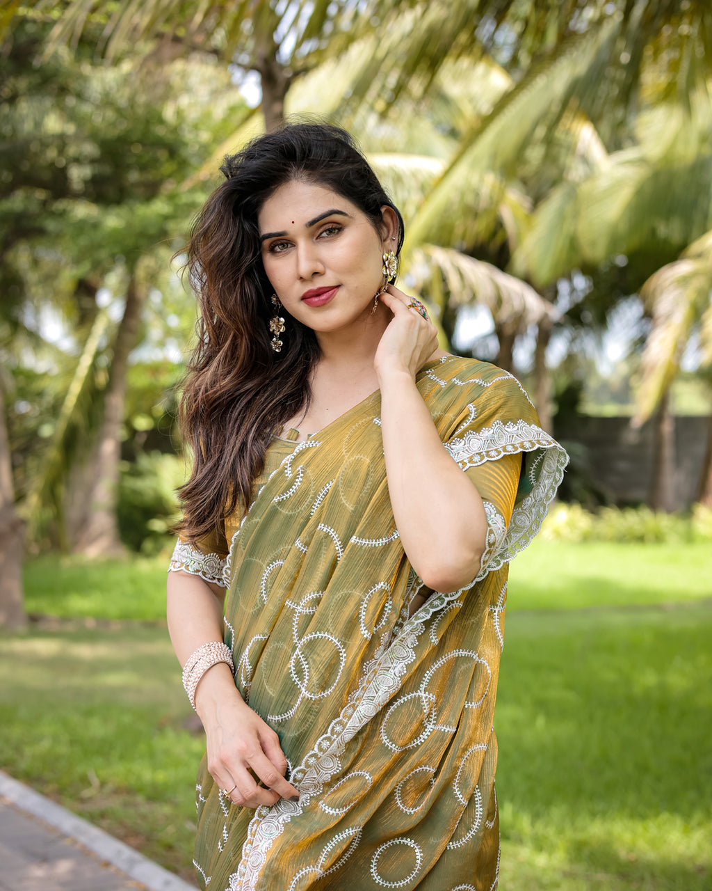 Jimmy Chu Embroidered sequins Saree
