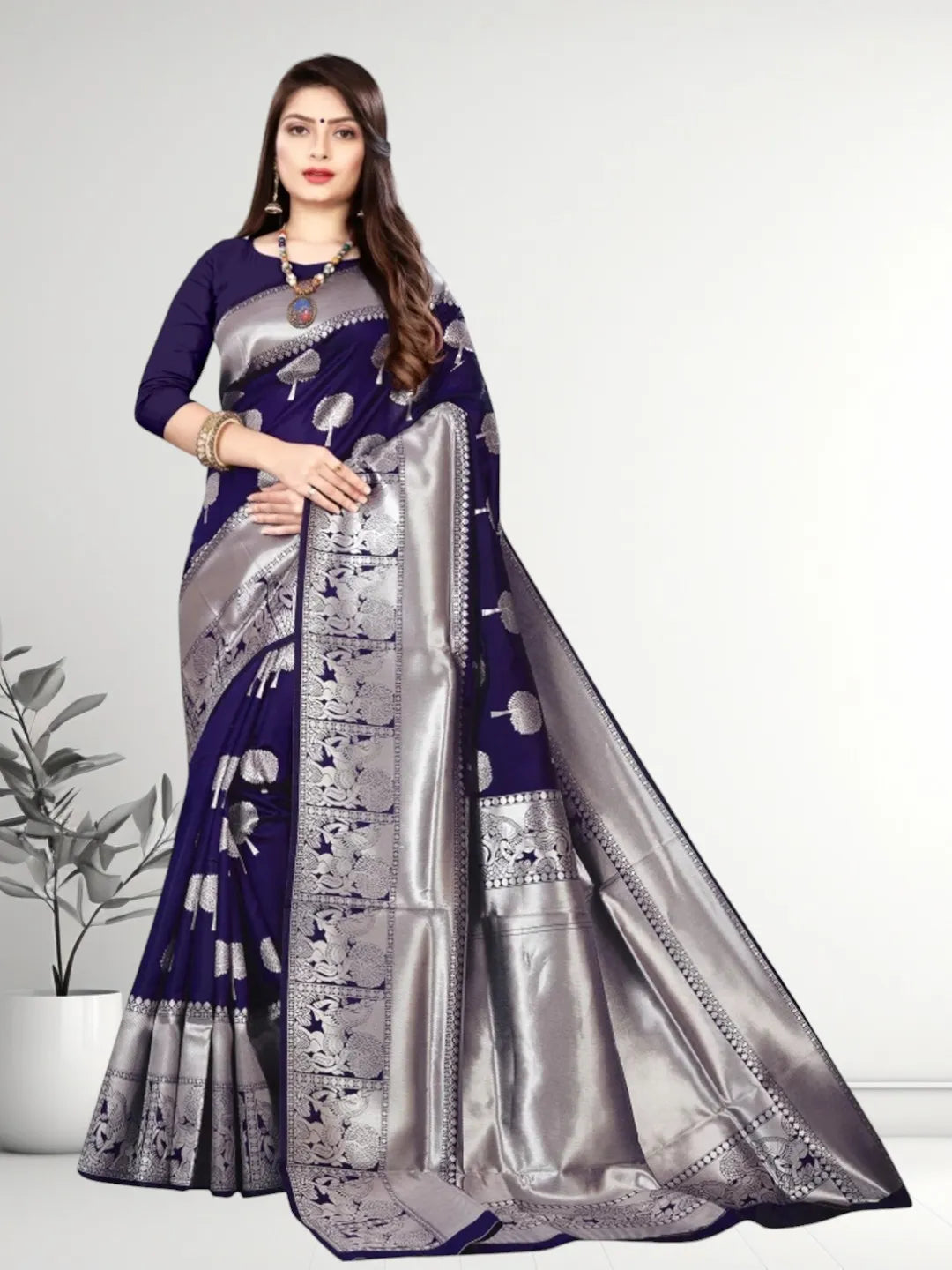 Pionex Banarasi Softy Copper Zari Weaving Brocade Saree