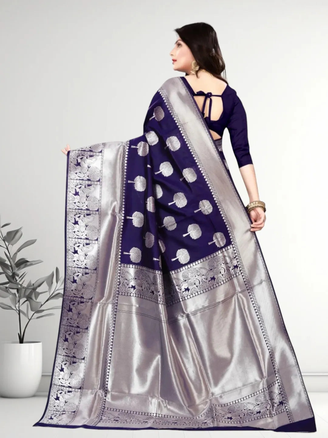 Pionex Banarasi Softy Copper Zari Weaving Brocade Saree