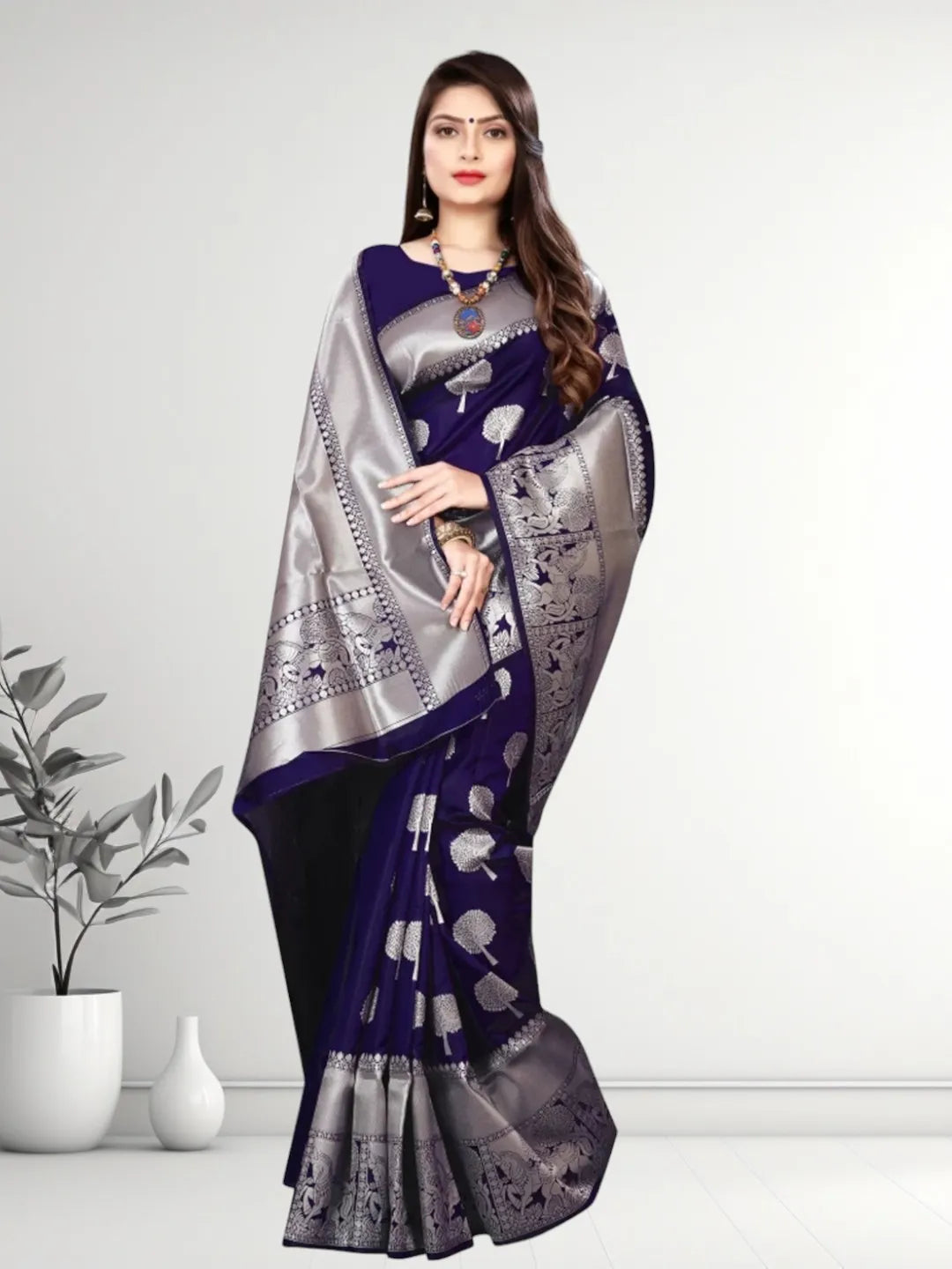 Pionex Banarasi Softy Copper Zari Weaving Brocade Saree