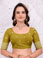 Ready To Wear Banarasi Silk Saree with Zari Woven Border