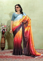 Abstract Print Crepe Silk Saree for Party Wear