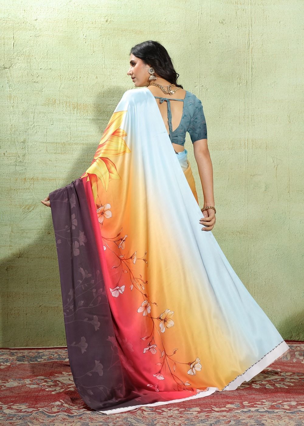 Abstract Print Crepe Silk Saree for Party Wear