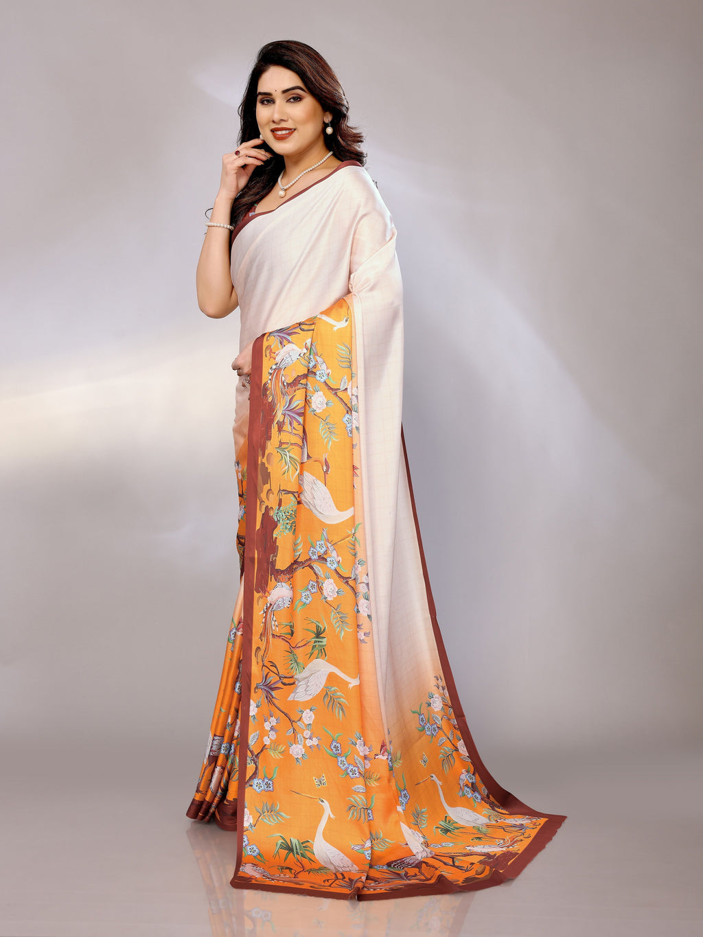 Abstract Print Crepe Silk Saree for Party Wear