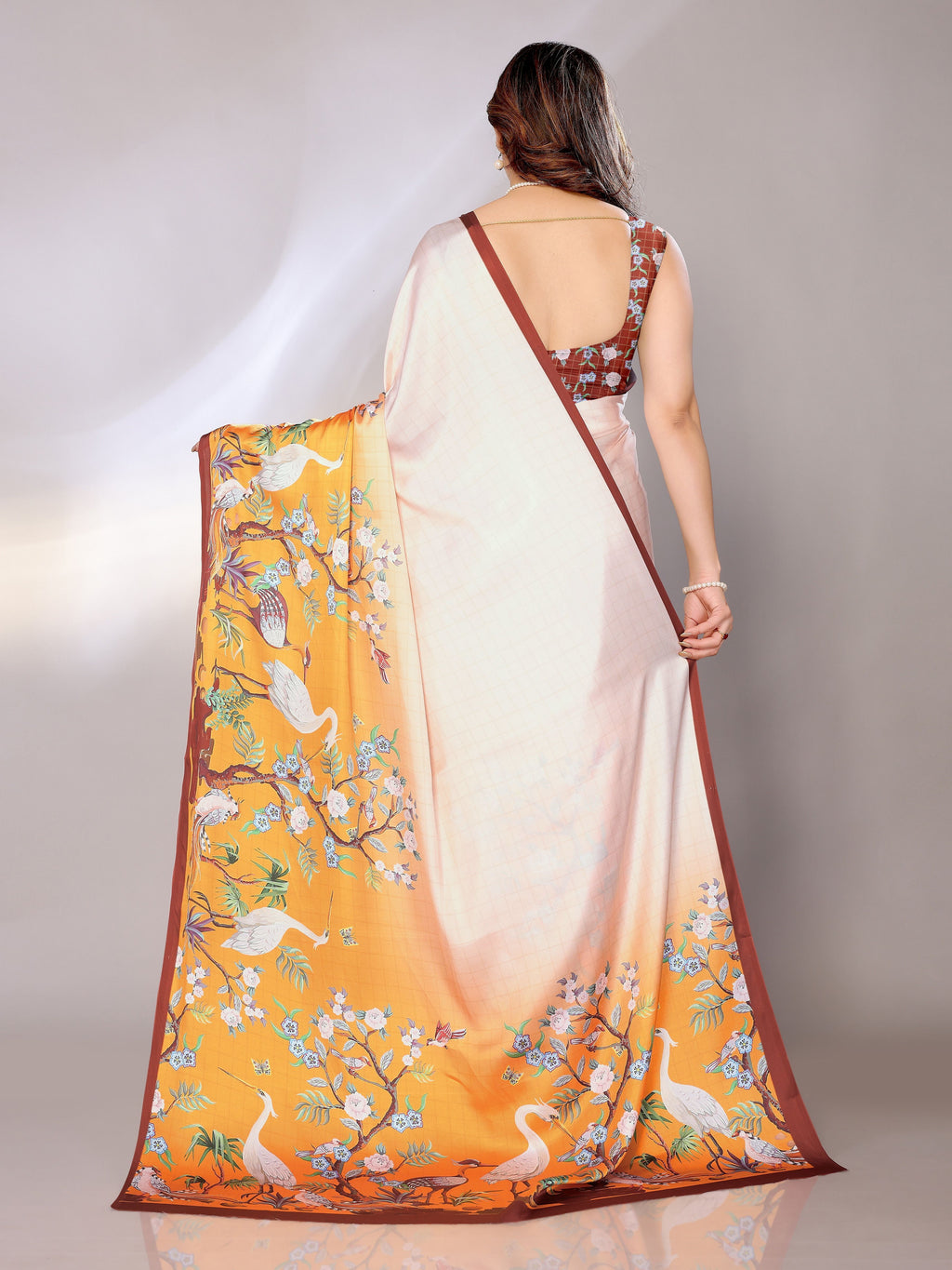 Abstract Print Crepe Silk Saree for Party Wear