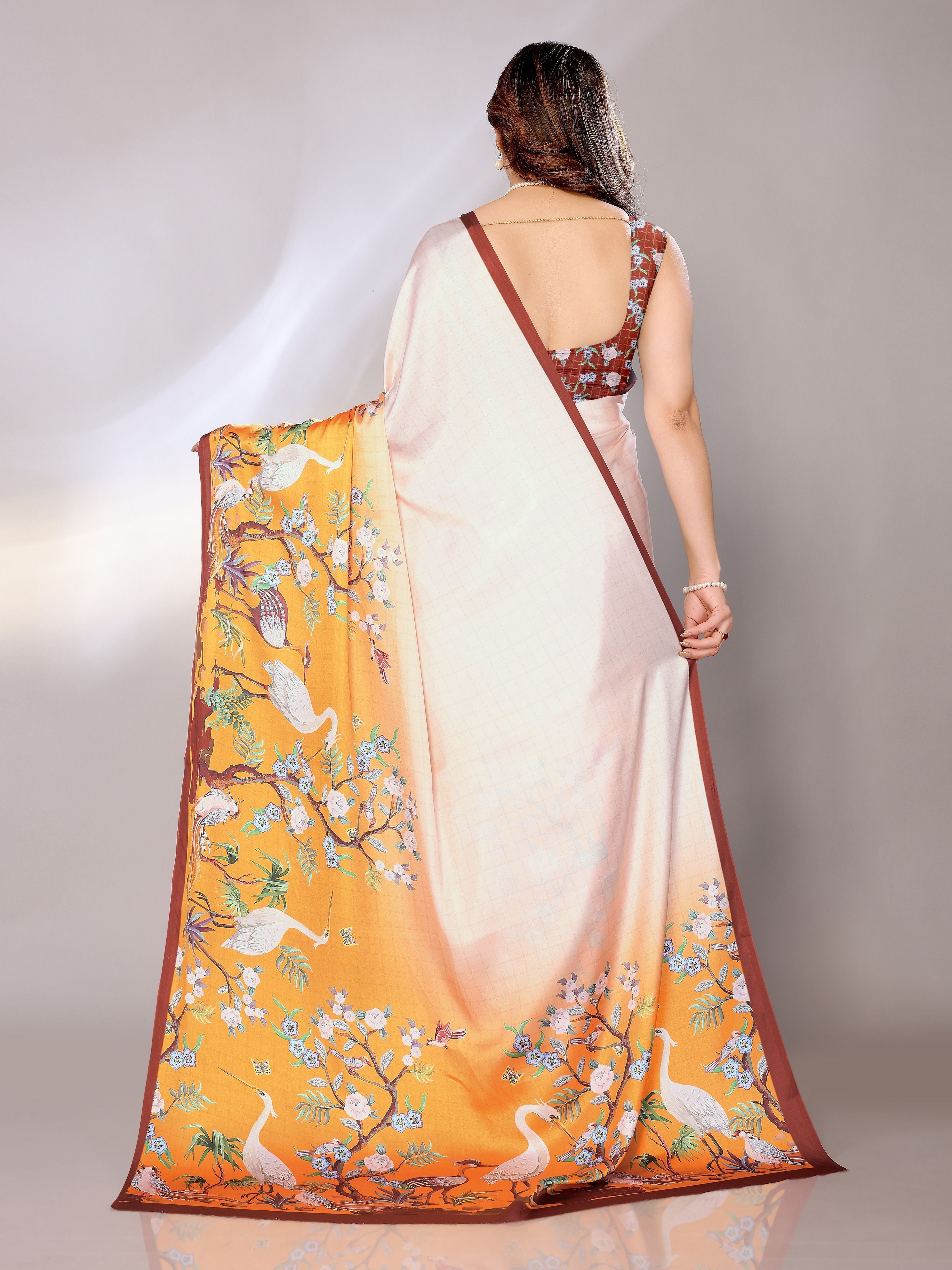 Abstract Print Crepe Silk Saree for Party Wear