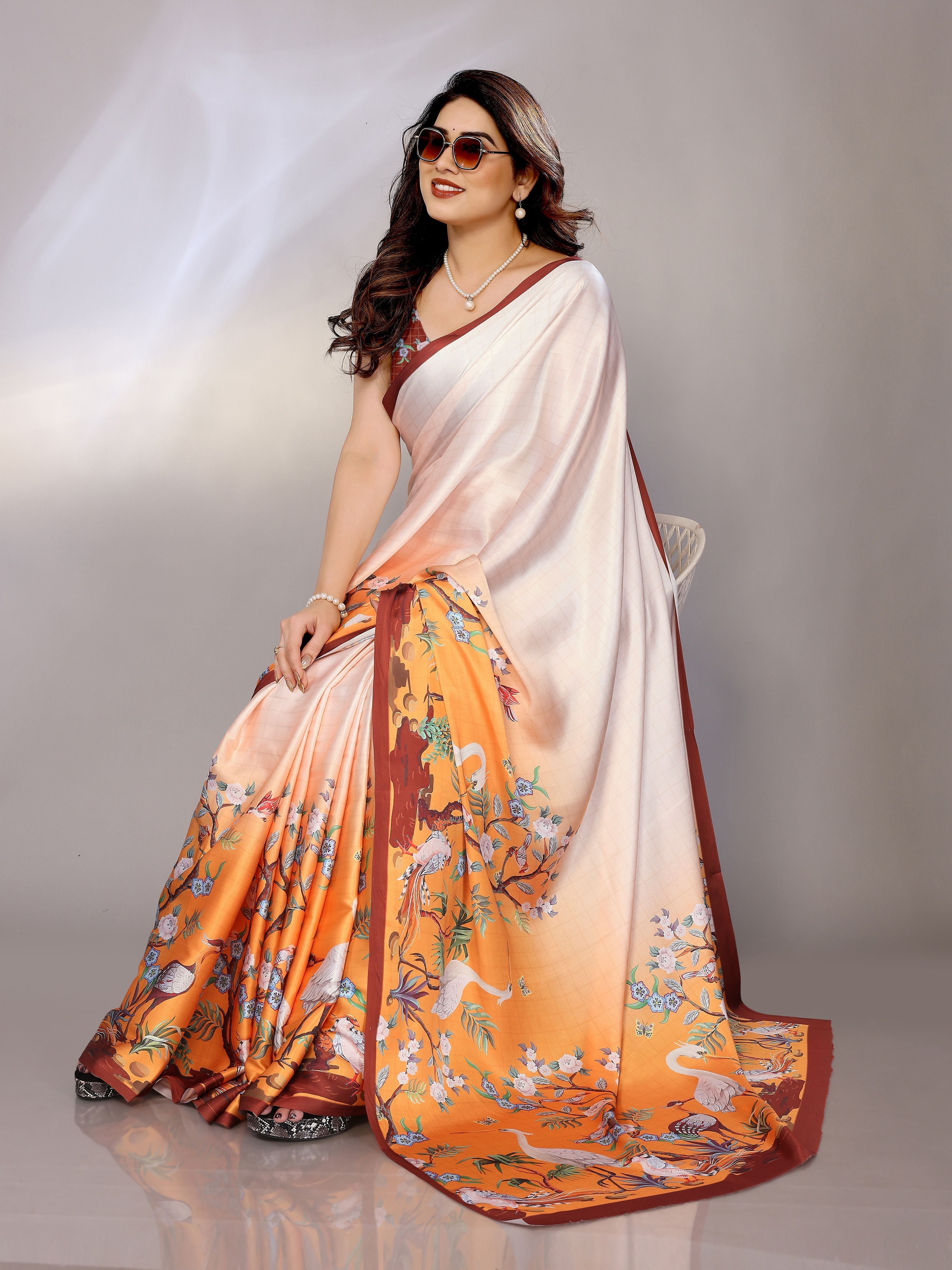Abstract Print Crepe Silk Saree for Party Wear