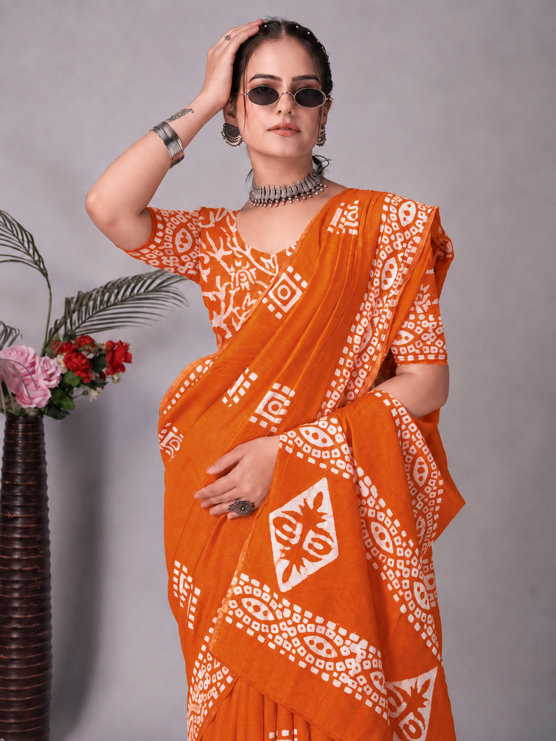 Mul Cotton Printed Saree for Women with Unstitched Blouse Piece