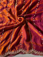 Hand-Embellished Silk Saree with Moti, Cutdana & Sequin Work