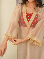 Salsa Fabric Embroidered Kurta and Palazzo Set with Inner Top