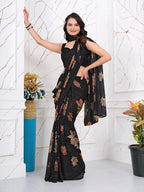 Ready-to-Wear Chiffon Saree with Zari Lines for Party Look