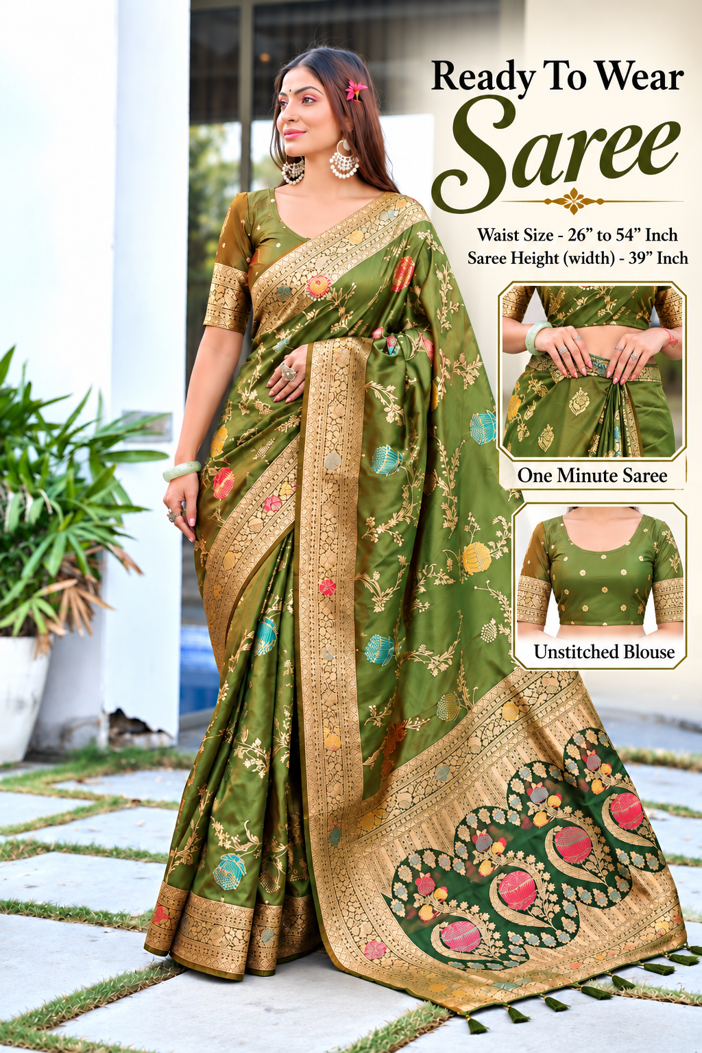 Ready to Wear Pathni Woven Pure Silk Saree