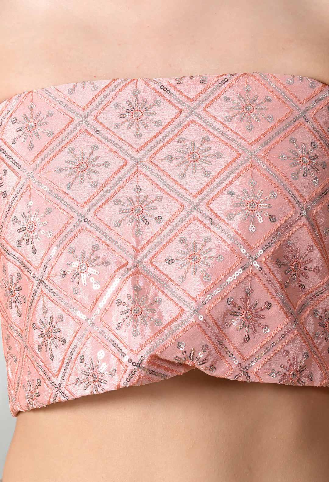 Chinon Solid Saree with Embroidered Lace Border