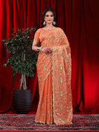 Jimmy Chu Embroidered Saree with Gotta Patti Work