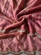 Hand-Embellished Silk Saree with Moti, Cutdana & Sequin Work
