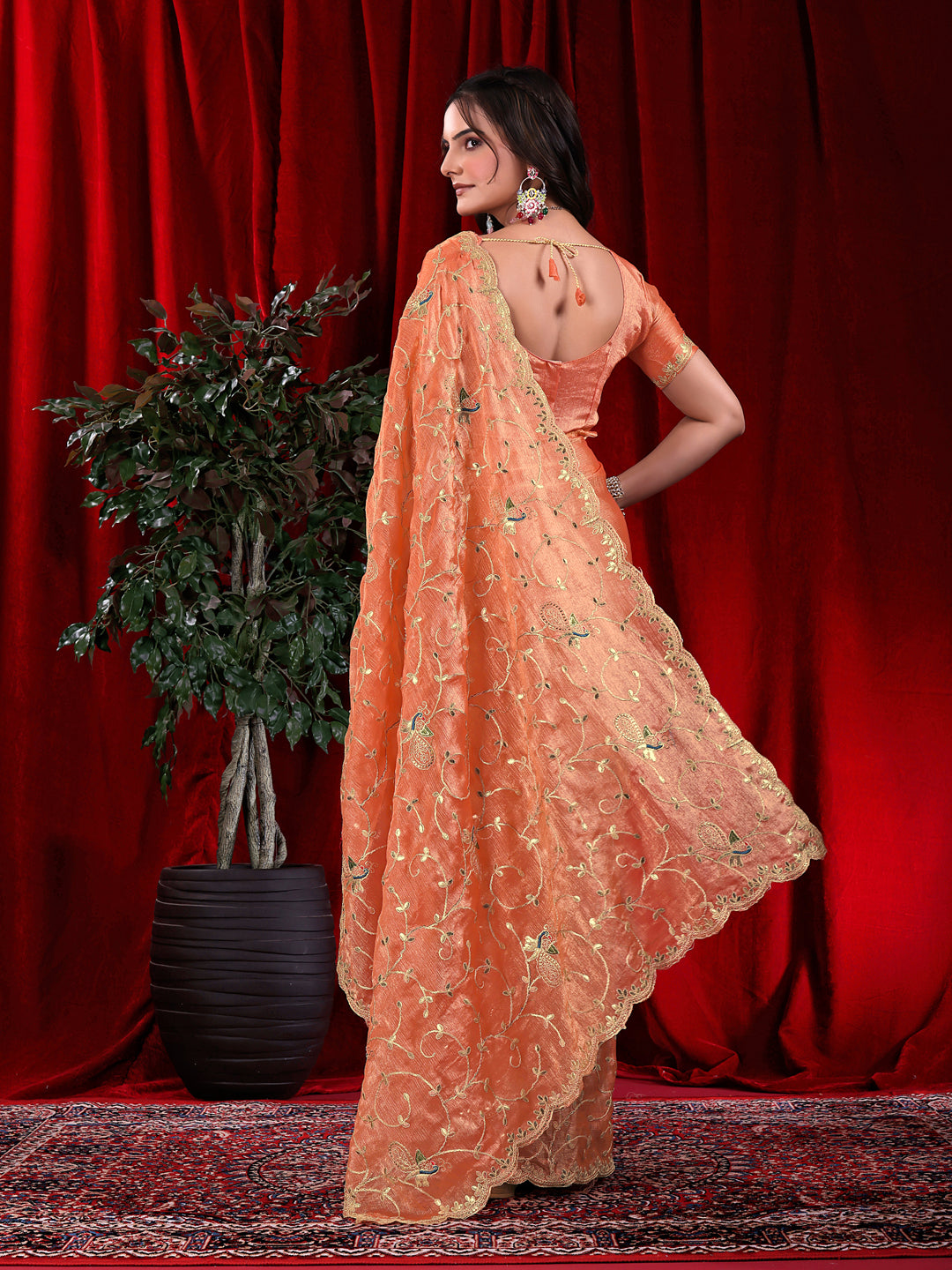 Jimmy Chu Embroidered Saree with Gotta Patti Work